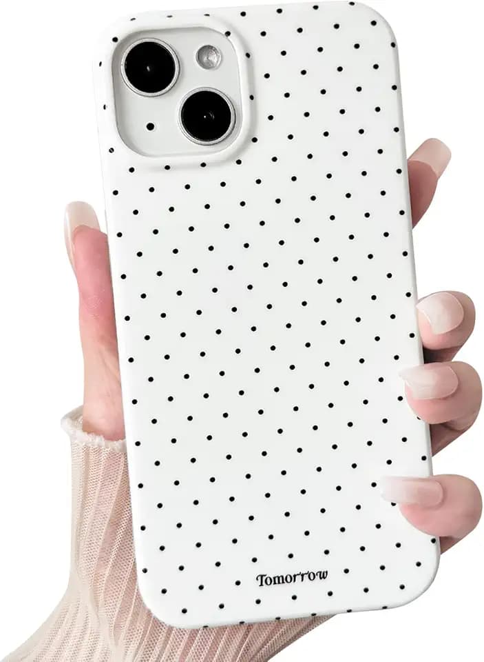 Lovmooful for iPhone 13/14 Case Cute Aesthetics Polka Dot-White