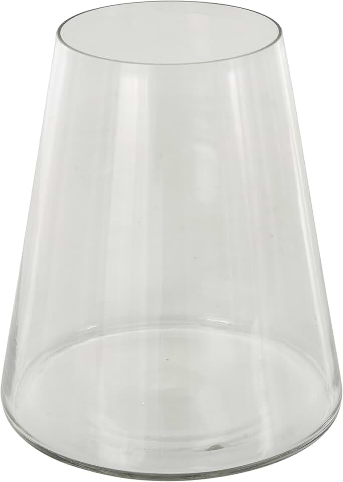 Deco 79 Glass Decorative Vase Cone Shaped Centerpiece Vase, Flower Vase for Home Decoration 7" x 7" x 9", Clear