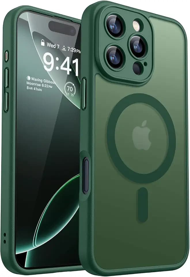 CANSHN Magnetic Shockproof for iPhone 16 Pro Max Case, Deep Green