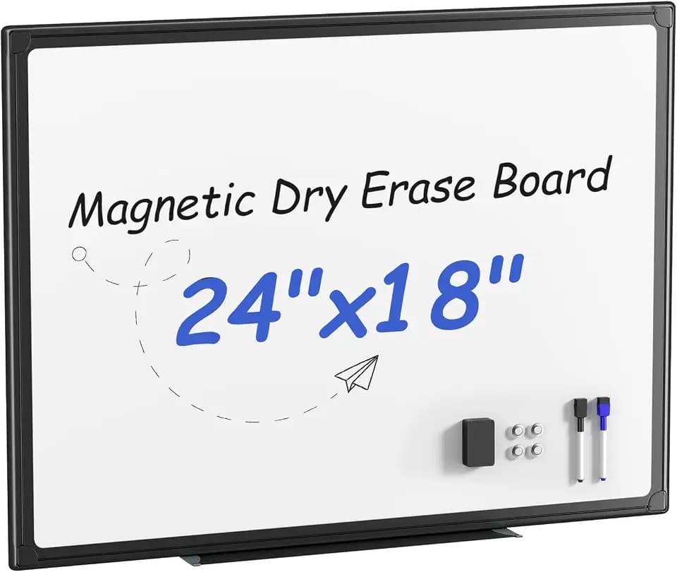 VUSIGN 24" x 18" Magnetic Dry Erase Board for Wall, Whiteboard with Aluminum Frame, Markers, Magnets, Eraser & Tray Included, Dry Erase White Board for Office, School, Classroom & Home