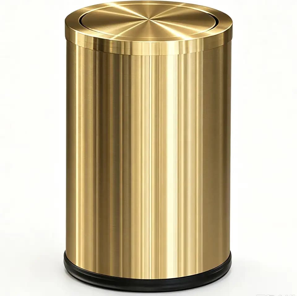 9L/2.4Gal Gold Trash Can,Bathrorm Trash Can with Lid,FILP Lid