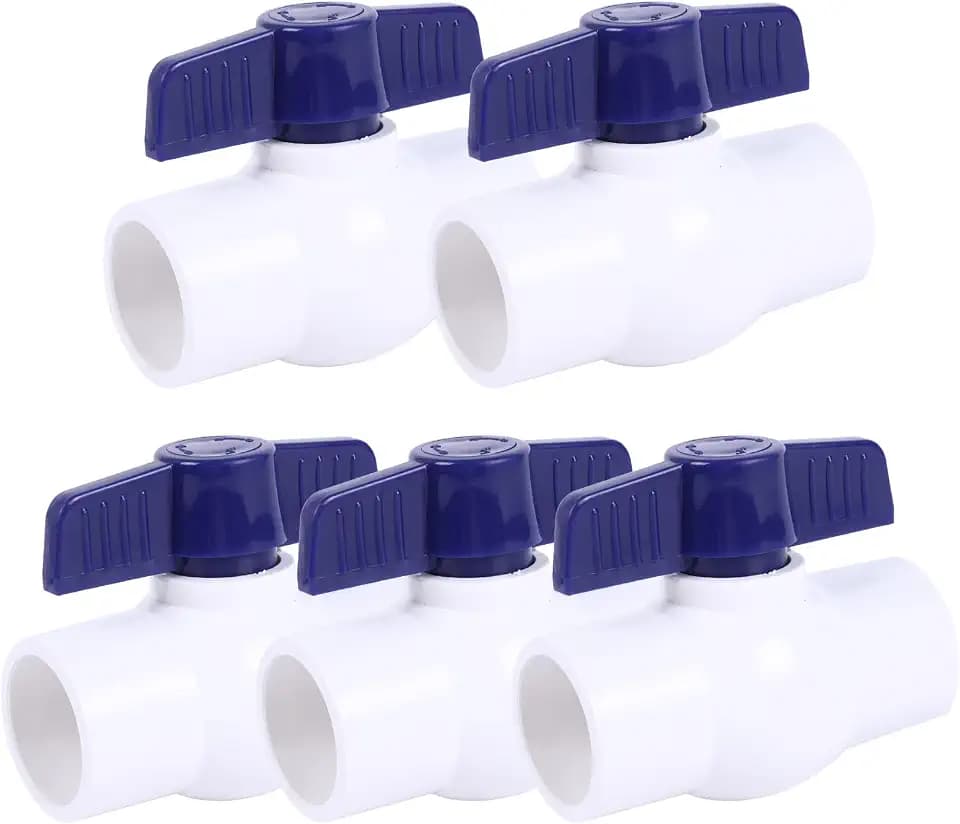 5 Pack 1" PVC Ball Valve, SCH40 Slip PVC Water Pipe Shut-Off Valve, Socket Full Flow Port Plastic Control Valve for Swimming Pool, Sprinkler Lines, Outdoor Plumbing & Irrigation System