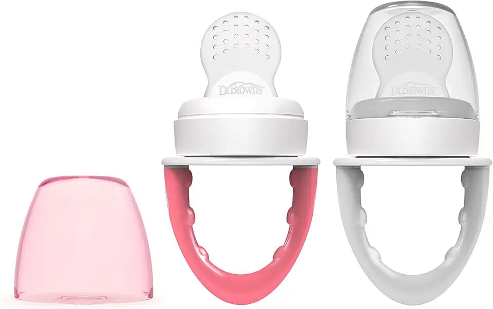 Dr. Brown's Fresh First Silicone Feeder, Pink & Grey, 2 Count