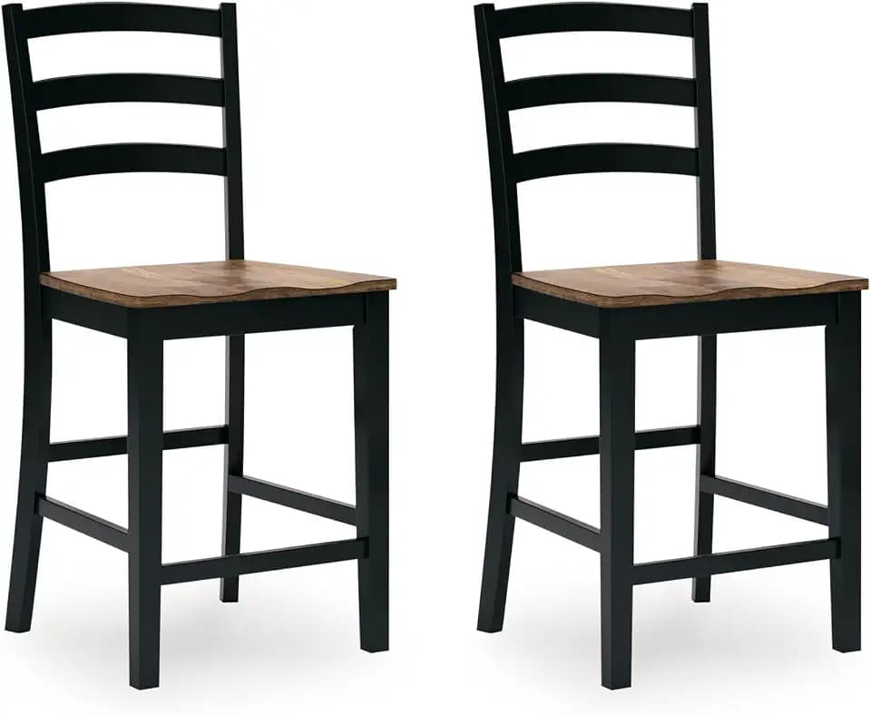 Signature Design by Ashley Counter Height Barstool, Set of 2, Brown/Black