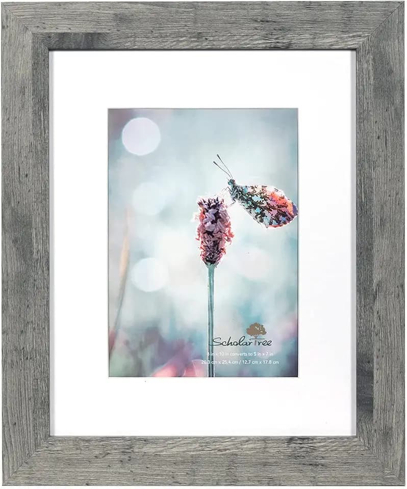 Grey 8x10 Picture Frame with Mat, Display 5x7