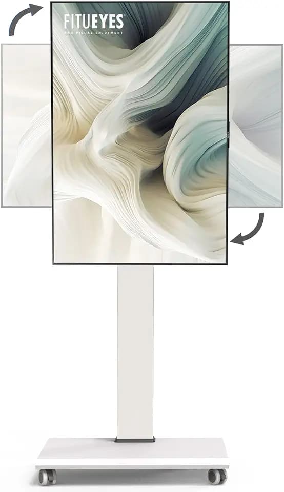 FITUEYES Rolling TV Stand withRotation Function for 32-75 Inch TVs,White