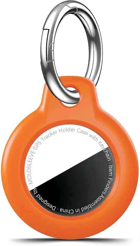 MOLOSLEEVE Case for AirTag 2nd Gen (2026) & 1st Gen, Shockproof Holder Anti-Scratch Protective Cover for Air Tags, Men's Women's Keyrings & Keychains for Keys, Luggage, Bags, Orange