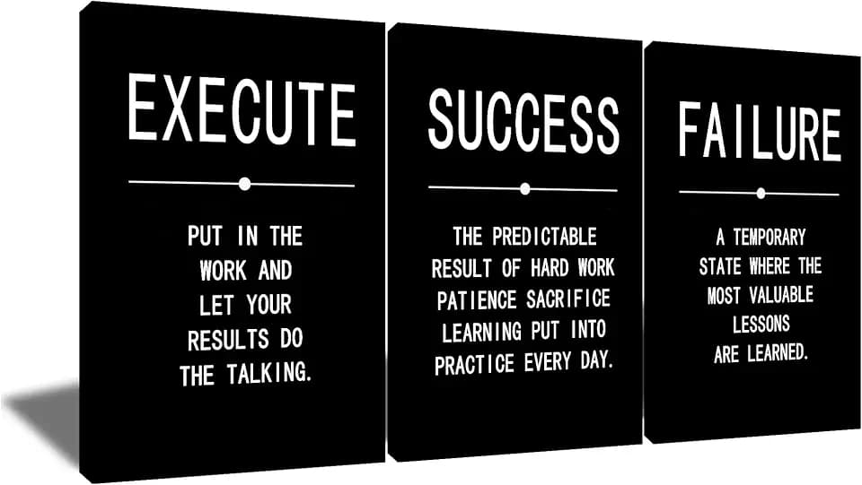QYHART Motivational Definitions 3 Piece Canvas Wall Art Office Wall Decor