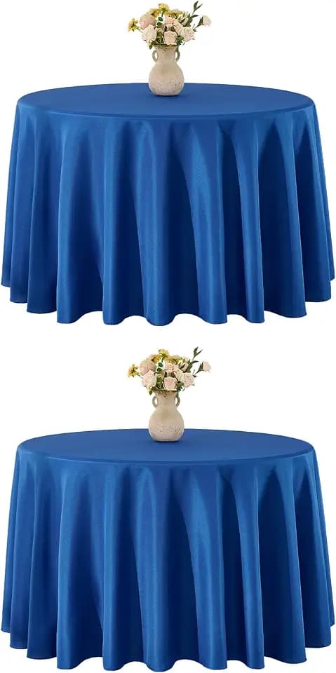 VidaFete Classic Series 2 Pack 120inch Round Table Cloth, Royal Blue