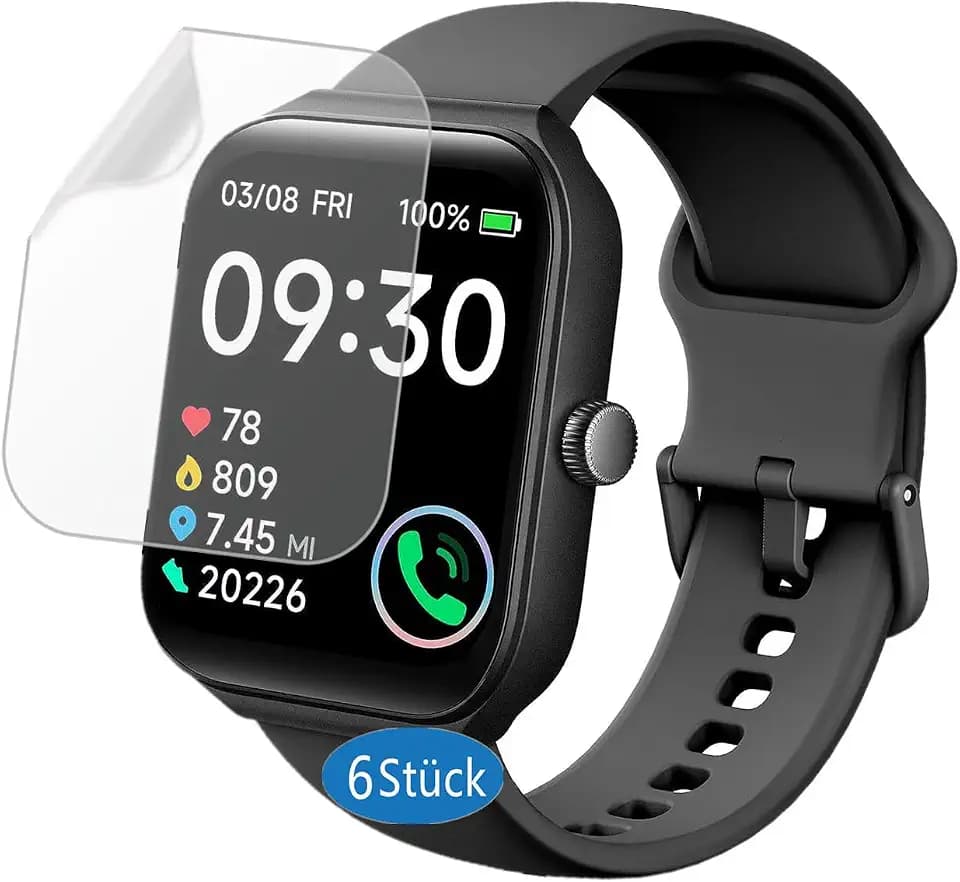 Schutzfolie kompatibel für TOOBUR Smartwatch 1,95" (6 Stück) HD Flexibel TPU IDW16 Displayschutzfolie