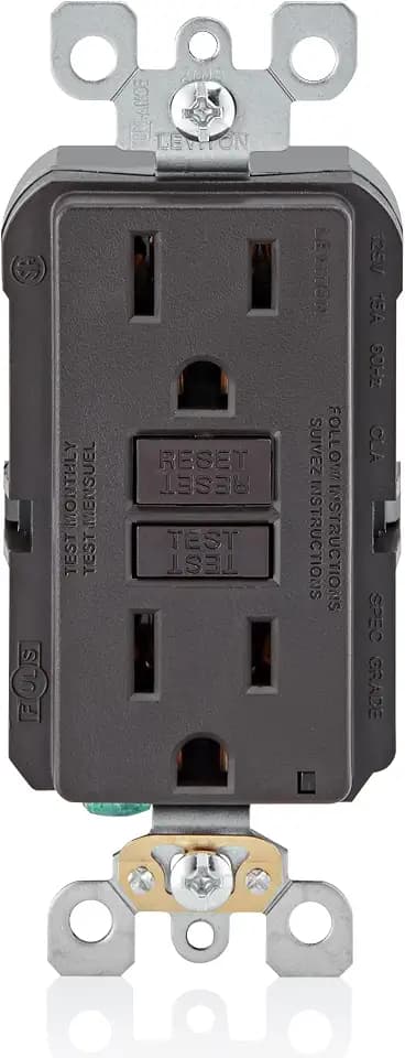 Leviton GFNT1 Self-Test Smartlockpro Slim GFCI Non-Tamper-Resistant Receptacle with LED Indicator, 15-Amp, 10 Pack, Brown