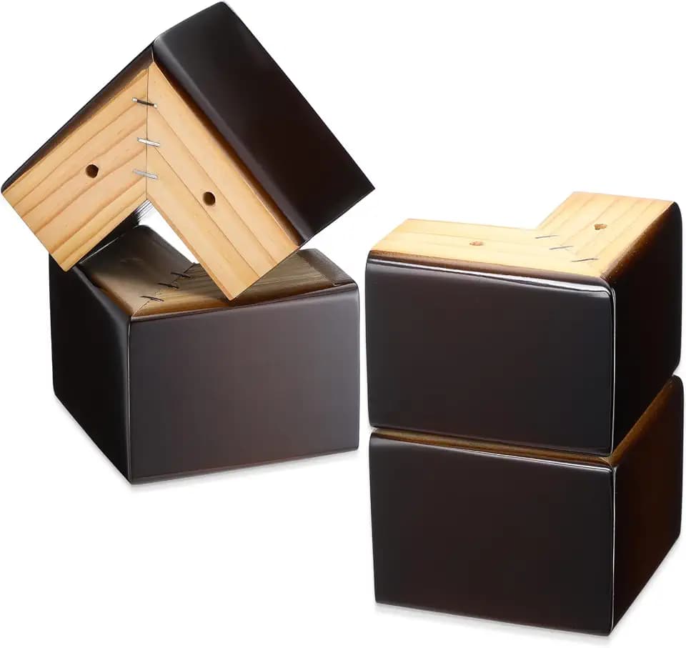 Geelin 8 Pack 3 Inch Wood Furniture Risers L-Shaped Bed Riser, Walnut Color
