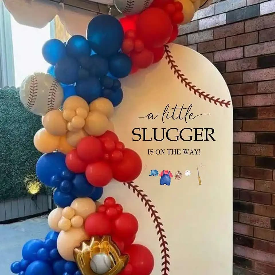 A Little Slugger is On The Way Decal - Baby Shower Backdrop Decorations, Gender Reveal Party Decals, Baby Boy Sign Balloon Arch Decal, Baby Shower Party Stickers Backdrop Decals