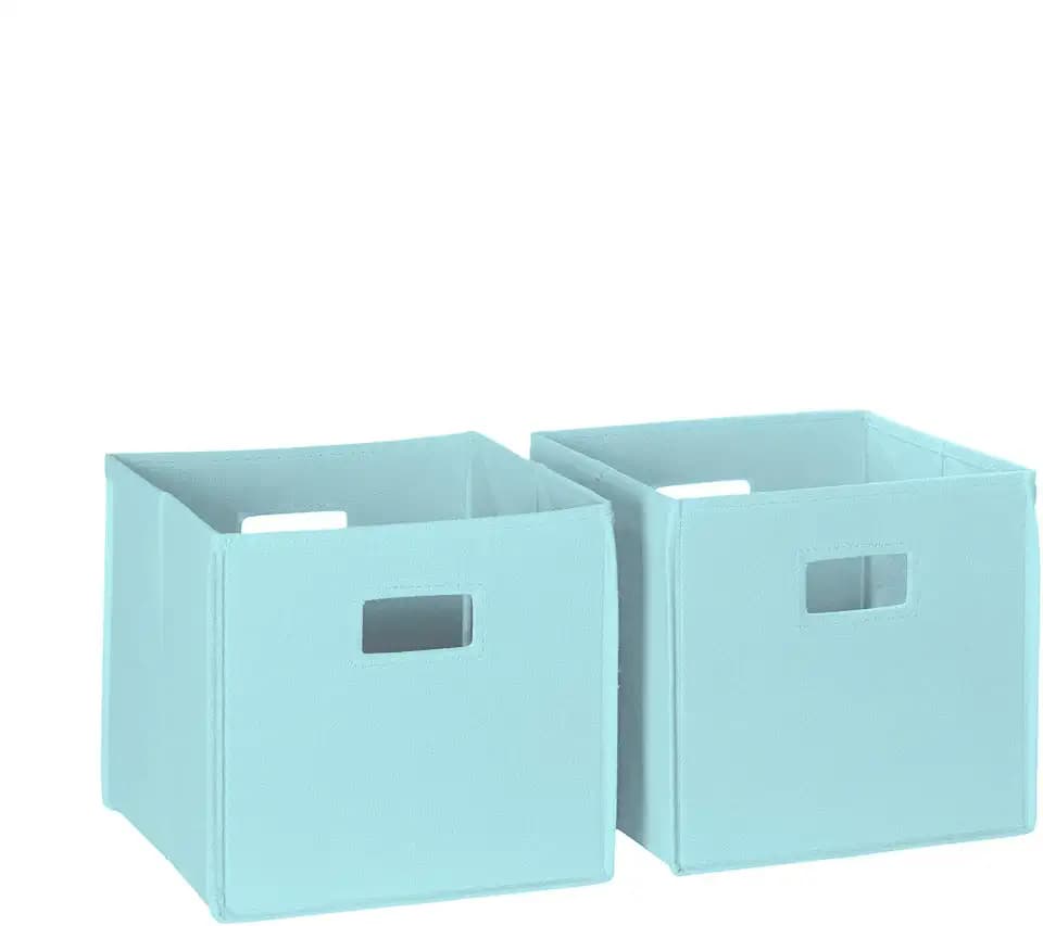 RiverRidge Folding Storage Bins - 2-pack of 10in Tall Aqua Cubes
