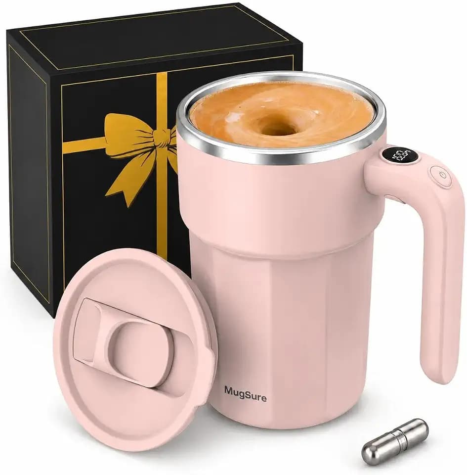 Self Stirring Coffee Mug, 12 oz, USB-C Rechargeable, Magnetic Mixing