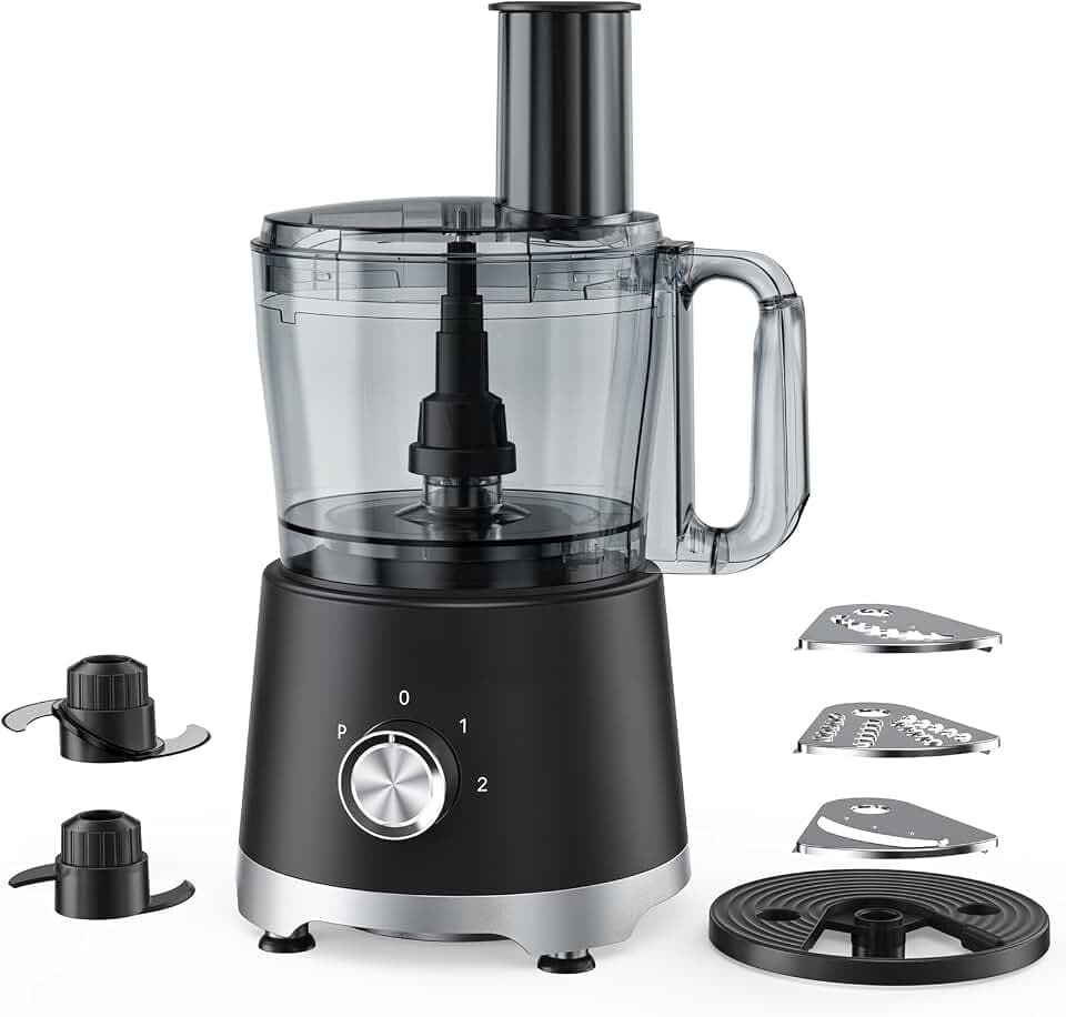 OLIXIS Food Processor 10.5 Cups, 600W Powerful Food processors with 5 Blades, Dishwasher Safe Meat Grinder for Slicing, Shredding, Chopping, Kneading, for Meat, Vegetables, Fruit, Dough