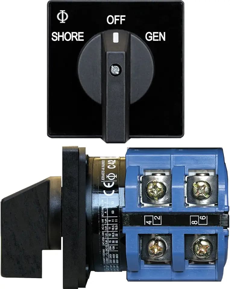 Blue Sea Systems 9011 AC Rotary Switch - OFF + 2 Positions 120V AC 65A, Beige