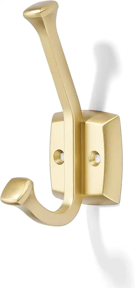 khtumeware 5 Pack 4-3/4 inch Brushed Gold Coat Hooks Wall-Mounted Hooks