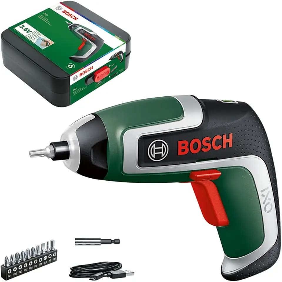 Bosch Akkuschrauber IXO (7. Generation; 3,6V; 2,0Ah; 5,5Nm; mit Mikro-USB-Kabel; kompatibel mit IXO-Collection-Aufsätzen; schraubt bis zu 190 Schrauben; in Aufbewahrungsbox)