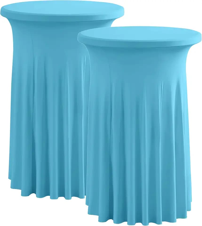 2 Pack Highboy Cocktail Table Cover Skirt Tablecloth (32" x 43", Lake Blue)