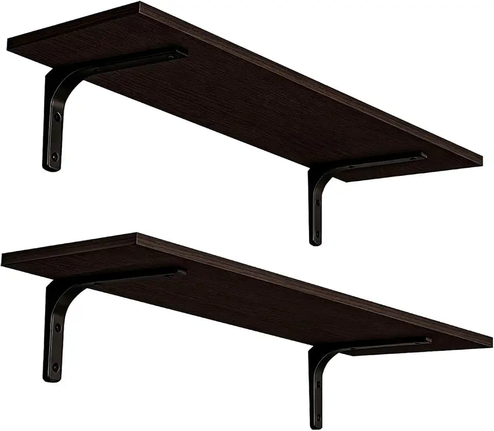 DINZI LVJ Long Wall Shelves, 31.5Inch Wooden Wall Mounted Shelves, Set of 2