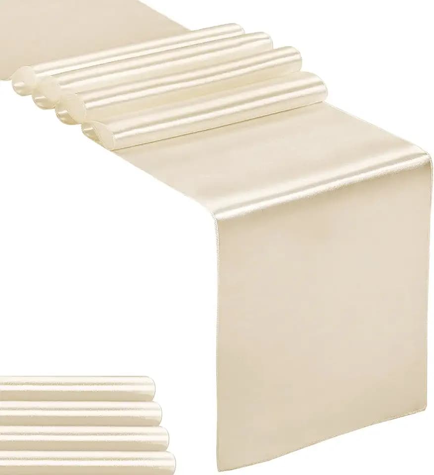 5-Pack Satin Table Runner Champagne 12 x 108 inches Long, Table Runners for Wedding, Birthday Parties, Banquets Decorations(5 Pack, 12x108 Inch, Champagne