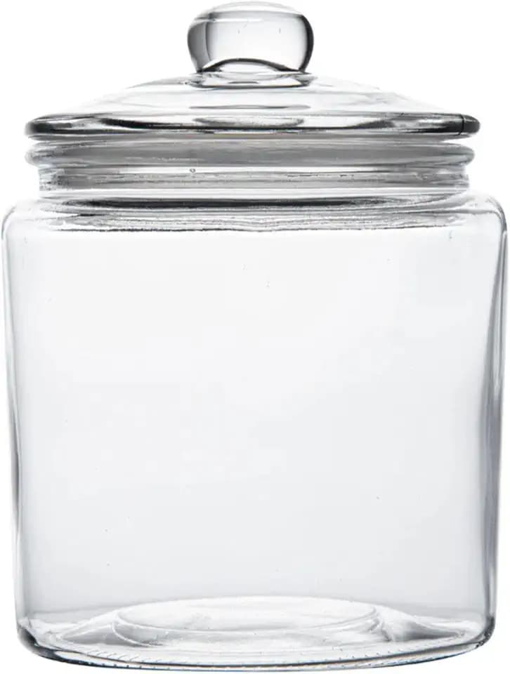 Restaurantware Glass Food Storage Containers - 1 Piece 0.23 Gallon Airtight Glass Jars - Apothecary Canisters With Ergonomic Grip - Clear Glass Jars For Pantry Or Bathroom Storage