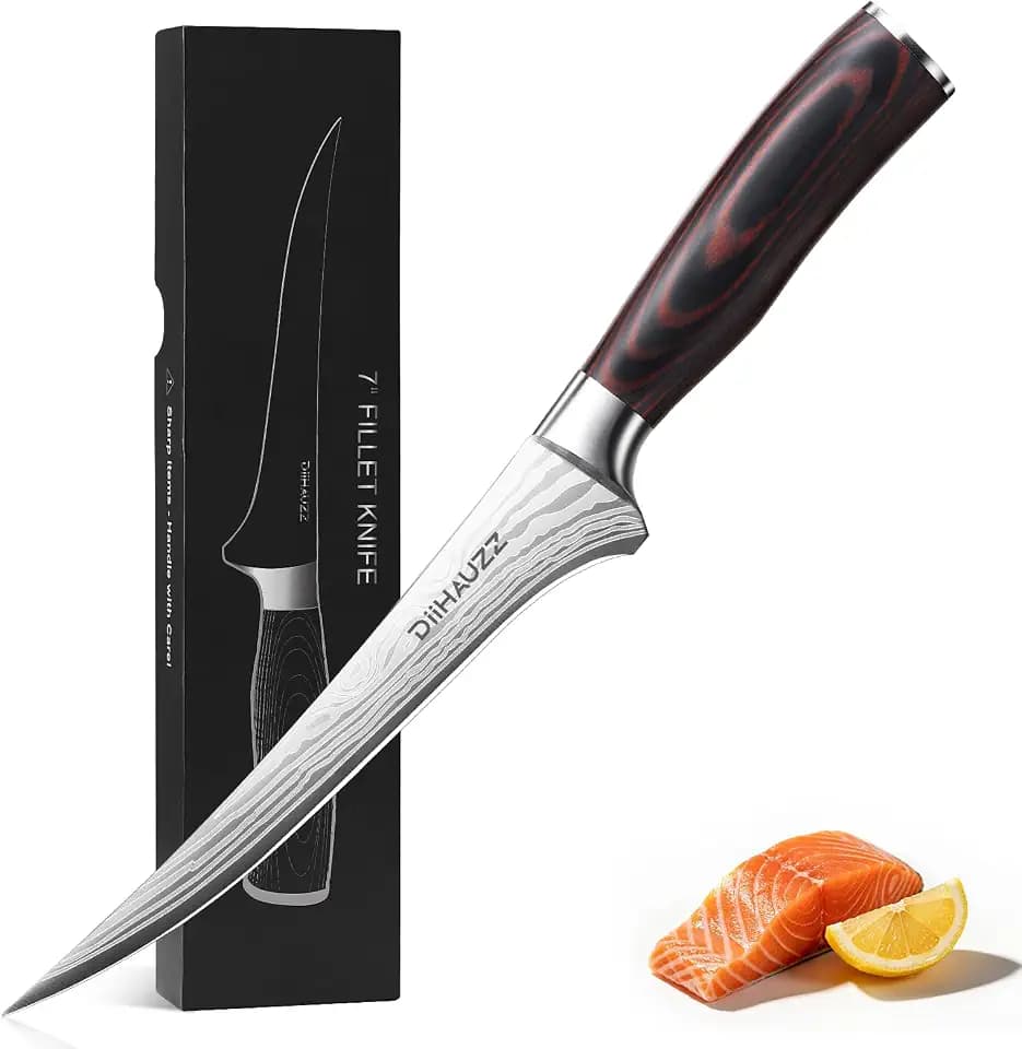 DiiHAUZZ 7 Inch Fillet Knife, Razor Sharp Boning Knife for Fish