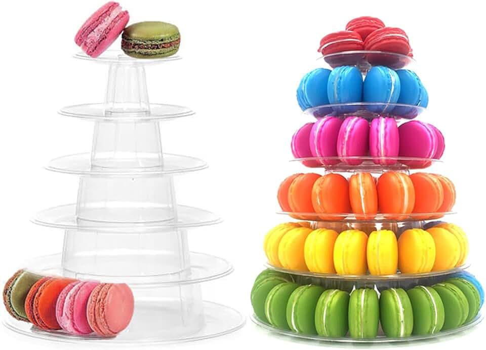 6 Tiers Round Macaron Tower Stand Plastic Macaroon Display Cupcake Holder