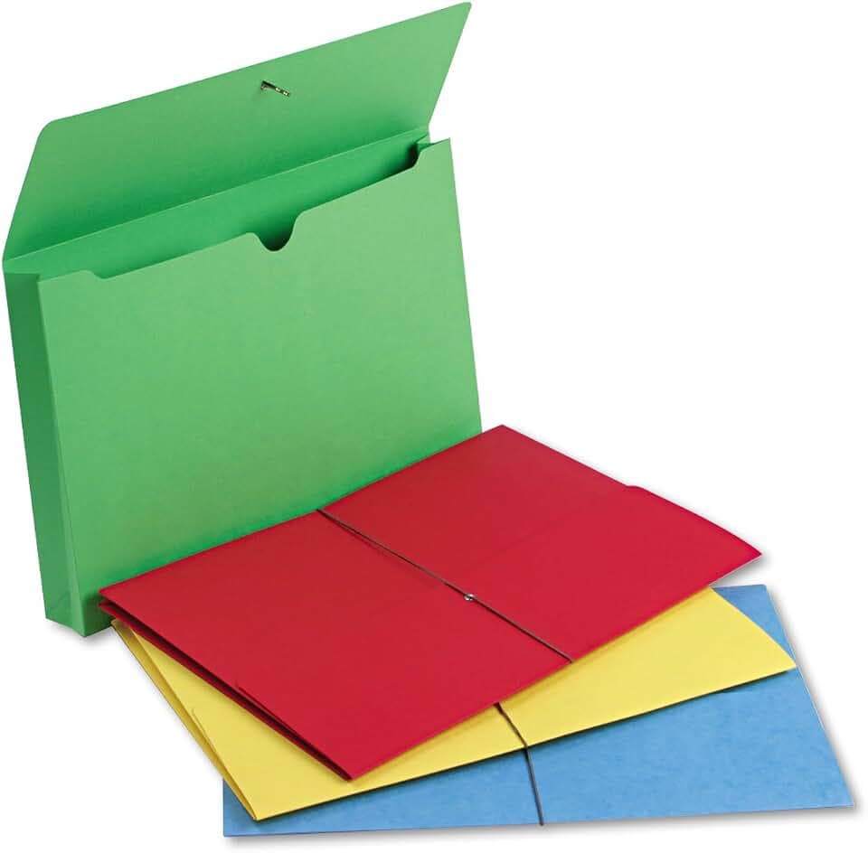 Smead Colored Expanding File Wallet with Flap and Cord Closure, 2" Expansion, Legal Size, Assorted Colors, 50 per Box (77271)