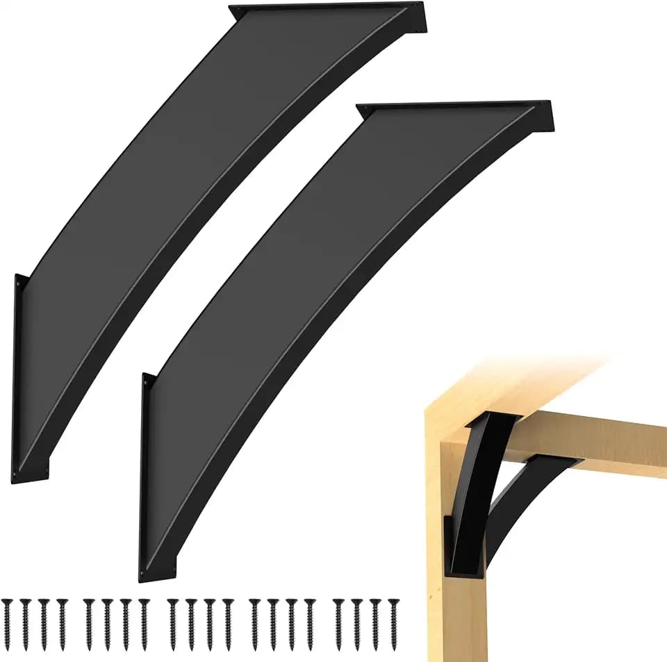 2Pcs 4"×4" (Actual: 3.2"×3.2") Arc 45 Degree Angle Support Brackets, Heavy Duty Steel Post Bracket Pergola Hardware for Wooden Structures Support, Wood Beam Corner Connector for Gazebo Pagola Porch