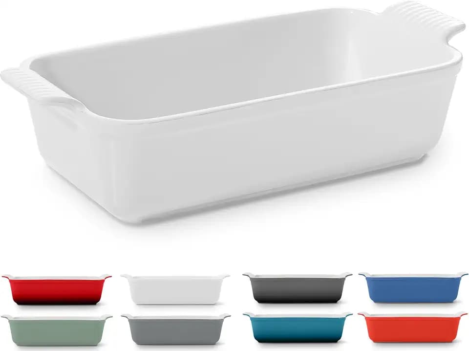 ROSSALLINI Stoneware Loaf Pan for Bread Baking, 1 lb, Glossy White