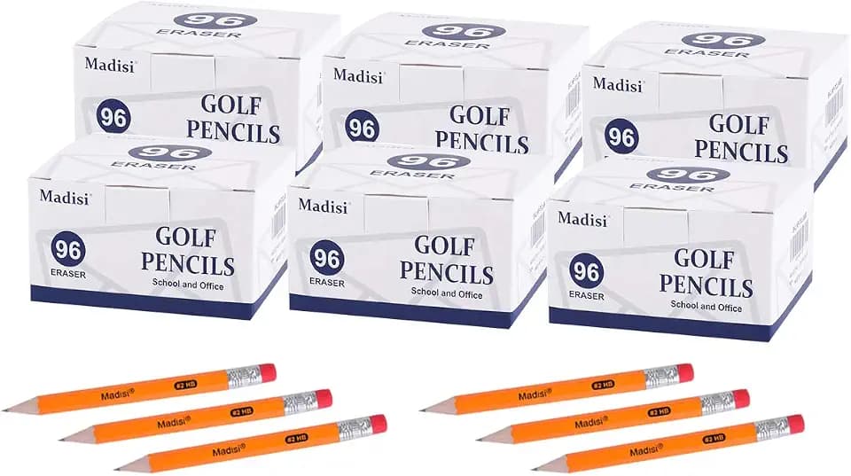 Madisi Mini Golf Pencils Bulk with Eraser, 576 Count, #2 HB Pre-Sharpened