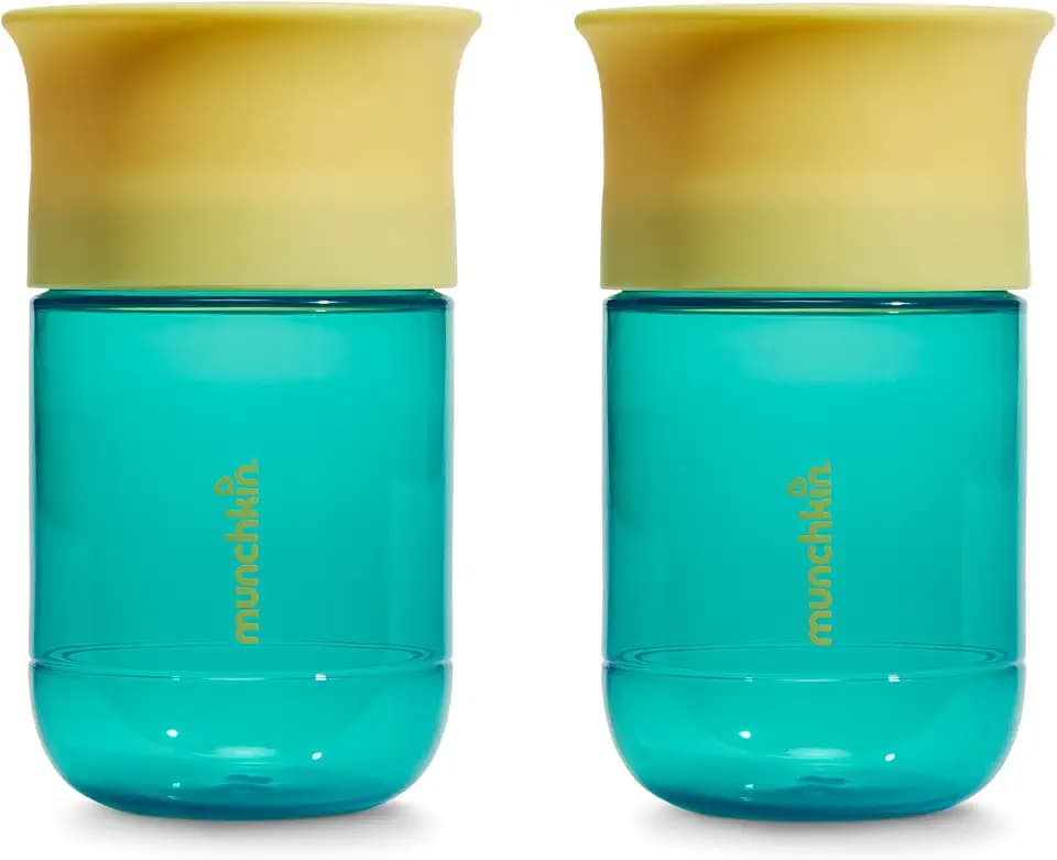 Munchkin Control Flow Open Training Toddler Cups with Removable Valve, 18+ Months, 10 Ounce, 2 Pack, Teal