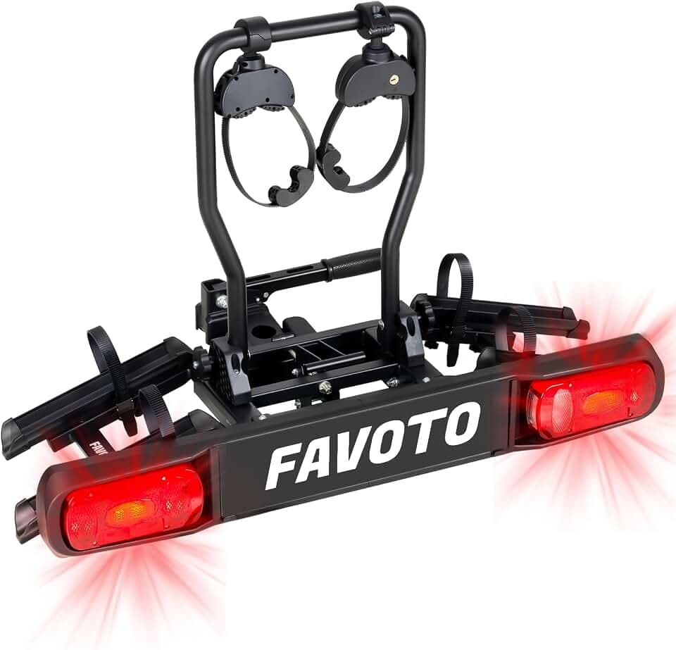 Favoto Auto Fahrradträger Anhängerkupplung Klappbarer - Fahrrad heckträger für 2 Fahrräder 20-29 Zoll Rennrad Mountainbike Diebstahlschutz Schwarz