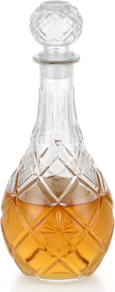 MDLUU Glass Decanter with Airtight Stopper, 1000ML/33.8OZ Liquor Decanter Bottle for Wine, Whiskey, Brandy, Vodka (Round Diamond)