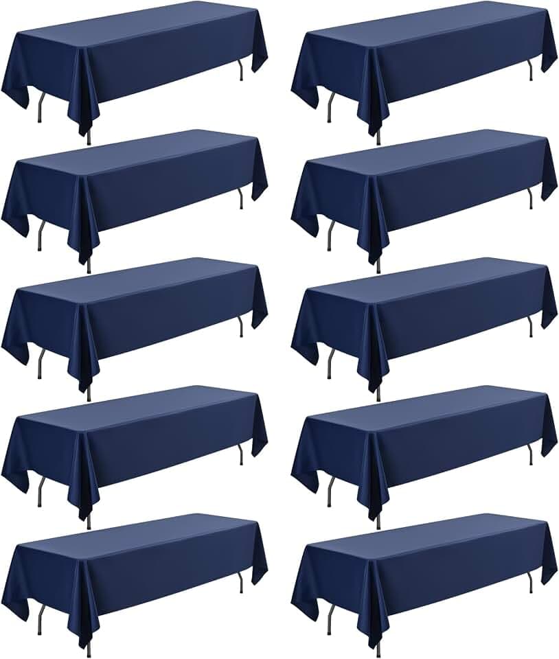 10 Pack Navy Blue Tablecloths for Rectangle Tables, 60 x 102 Inch
