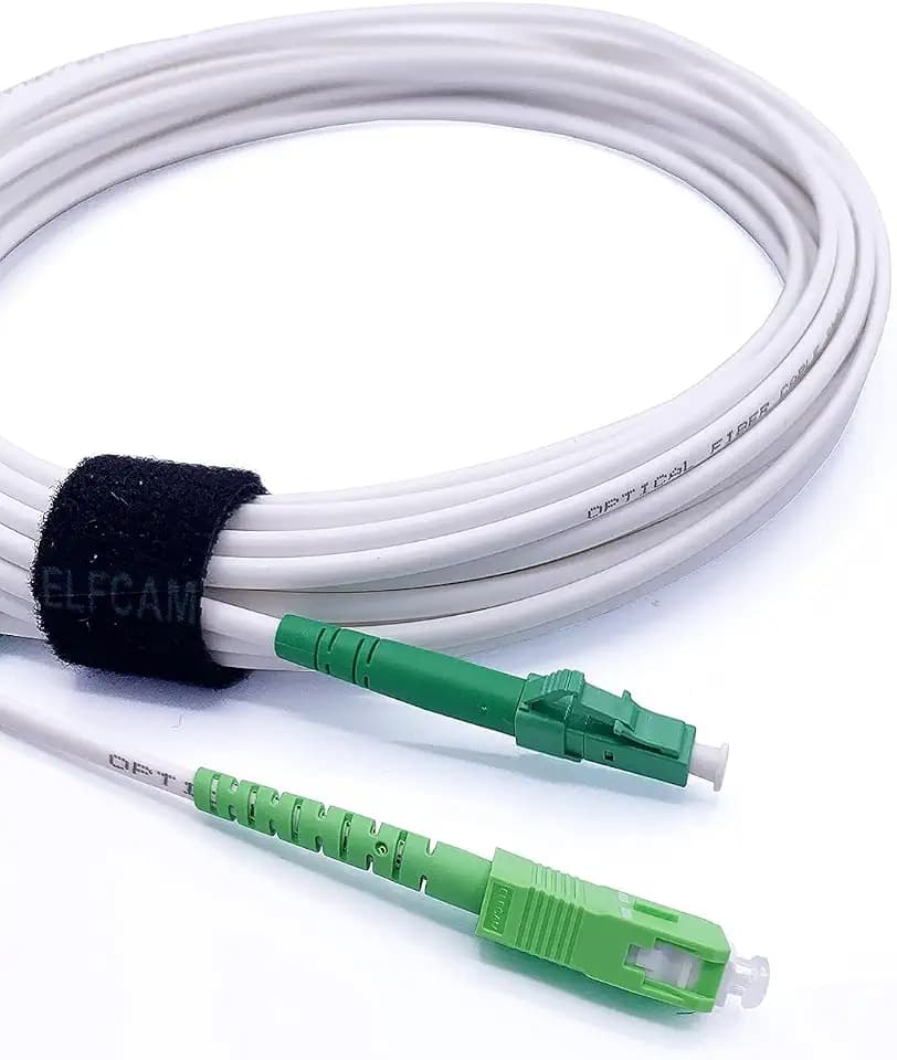 Elfcam - 40m LWL Glasfaser-Kabel LC/APC auf SC/APC, OS2 Singlemode Simplex 9/125μm, FTTH Glasfaser Patchkabel LSZH Weiß