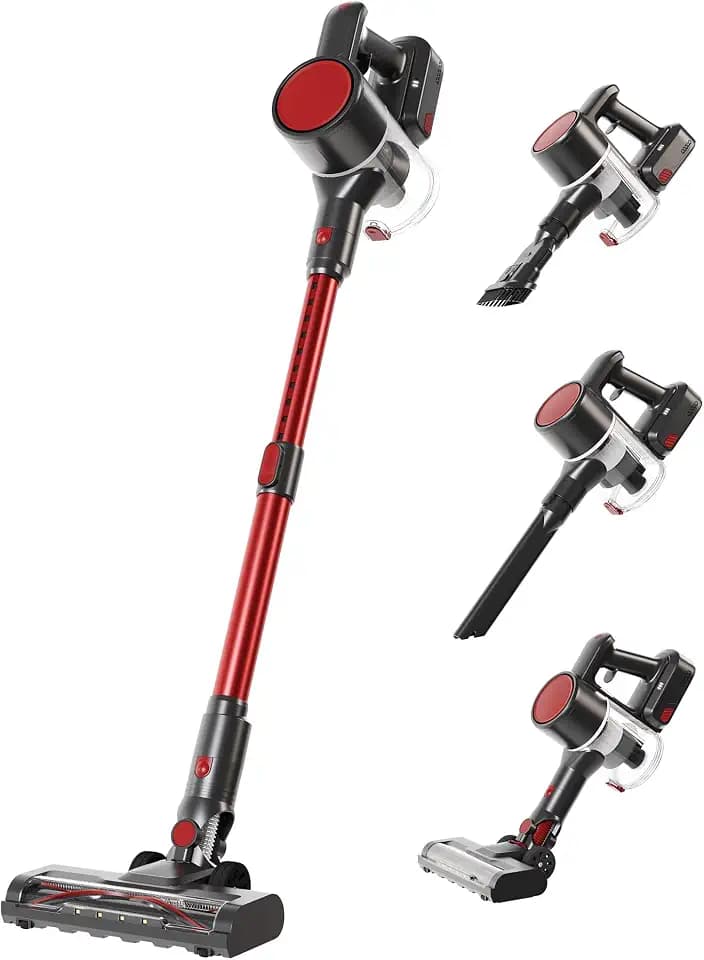 NEWBULIG Cordless Vacuum Cleaner, Removable Stick Vacuum with LED Touch Screen, Self-Standing, 35Mins Runtime, Lightweight Handheld for Pet Hair, Hard Floor, Carpet