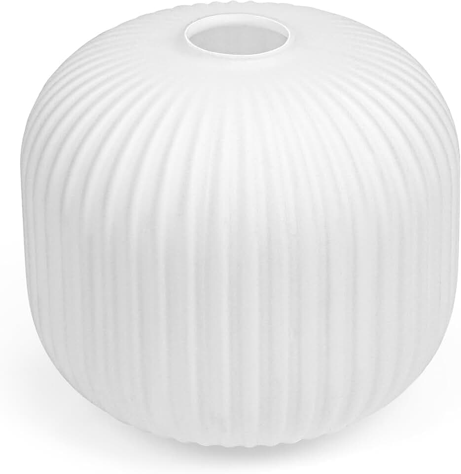 Qimh Ribbed Glass Lamp Shade, Art Blown Lampshades, 7.87" Length x7.87" Width 7.28" Height, Replacement Lamp Shades for Table, Floor Lamp, Chandelier Home Office Decor, 1 Pack, Cream