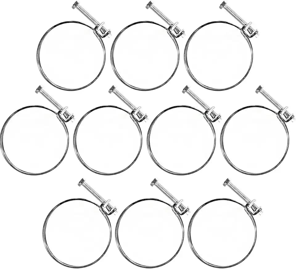 POWERTEC 70215-P2 2 Inch Double Wire Hose Clamp with Bolt, Adjustable Pipe Clamp for Pool & Pump Hoses, 10 Pack (Color May Vary)