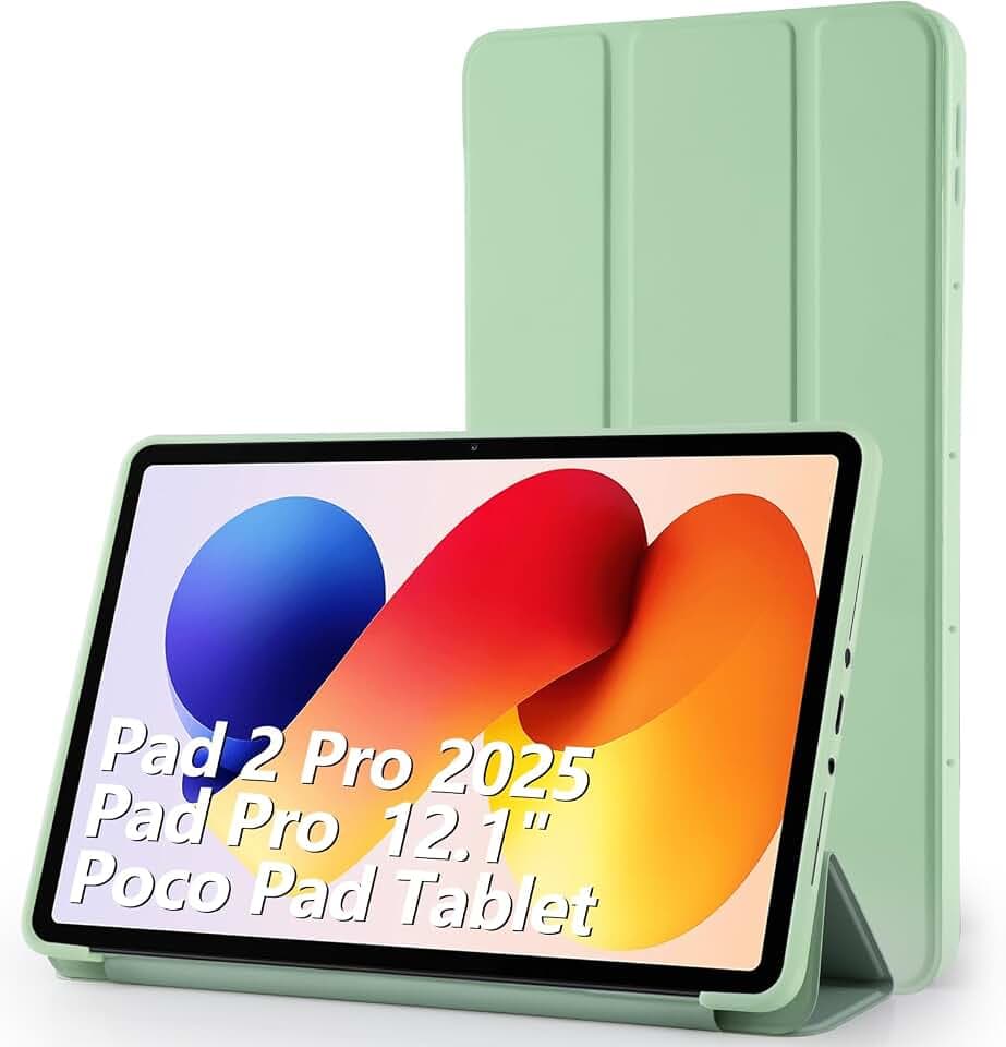 Simpeak Hülle Kompatibel mit Redmi Pad (2) Pro 2025 12.1 Zoll, Ultra Dünn mit Standfunktion Schutzhülle Kompatibel für Poco Pad 2024, Taschen Case, Grün