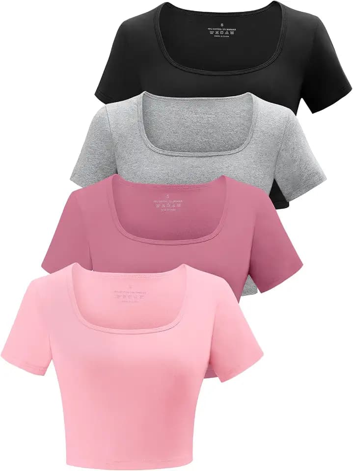 Kole Meego Crop Tops for Women Workout Tops Y2k Shirts 4 Pack