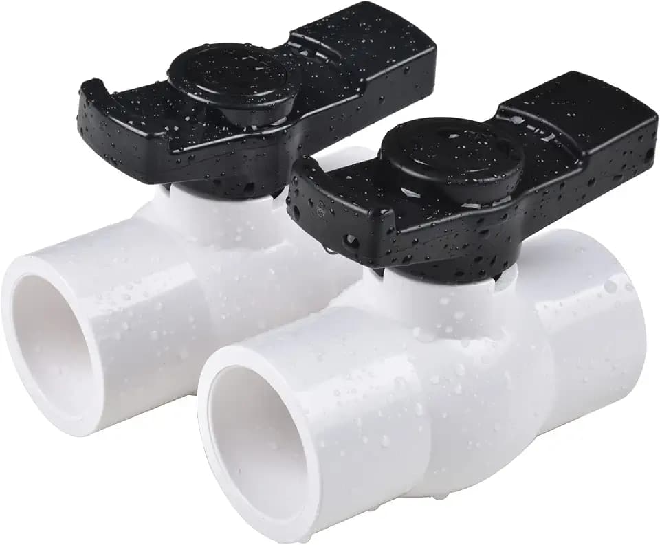 2Pcs 1-1/2" PVC Ball Valve, Shut-Off Valve with Easy to rotate and Excellent Handle, Rated at 150 PSI, 1 1/2 inch Socket