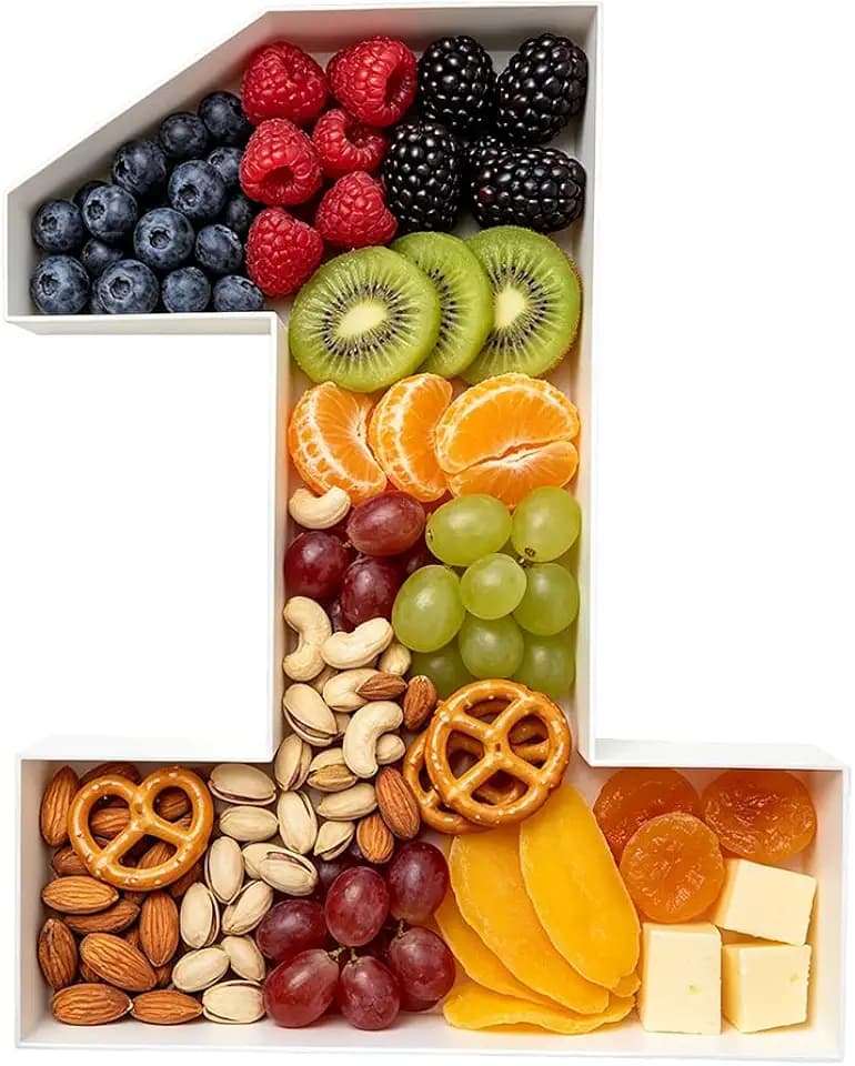 Plastic Charcuterie Number Fillable Serving Tray, Reuseable, 10 inch, Food Appetizer Tray, Birthday Anniversary Treat Party Decor (1 Shape)
