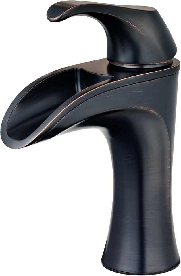 Pfister Brea LF042BRYY Single Handle Bathroom Sink Faucet 1-Hole Tuscan Bronze Finish with Push & Seal Drain TiteSeal Mounting WaterSense Certified Ceramic Disc Valve