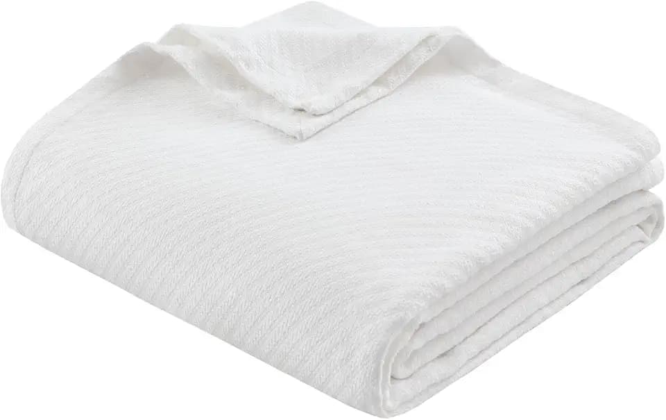 Madison Park Liquid Cotton Blanket All Season for Summer, Full/Queen, White