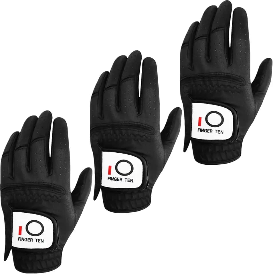 FINGER TEN All Weather Grip Golf Gloves Men 3 Pack