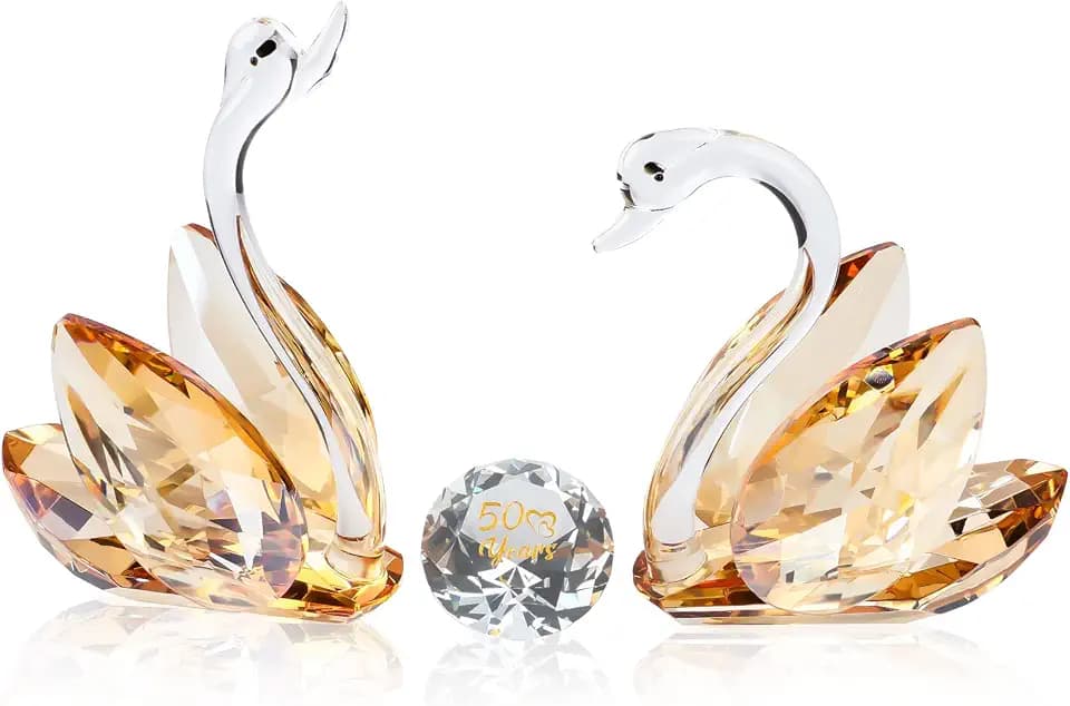YWHL 50th Wedding Anniversary Swan Gifts for Parents, 50 Years Anniversary