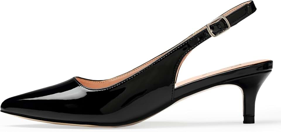 GENSHUO Women's Kitten Heels Closed Toe Slingback Pumps
